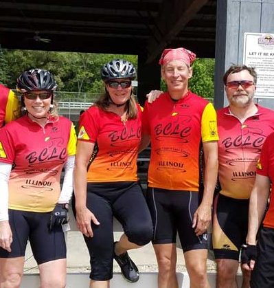 Image of members of Bicycle Club of Lake County pausing for refreshment during the 2022 BCLC Ramble Ride.